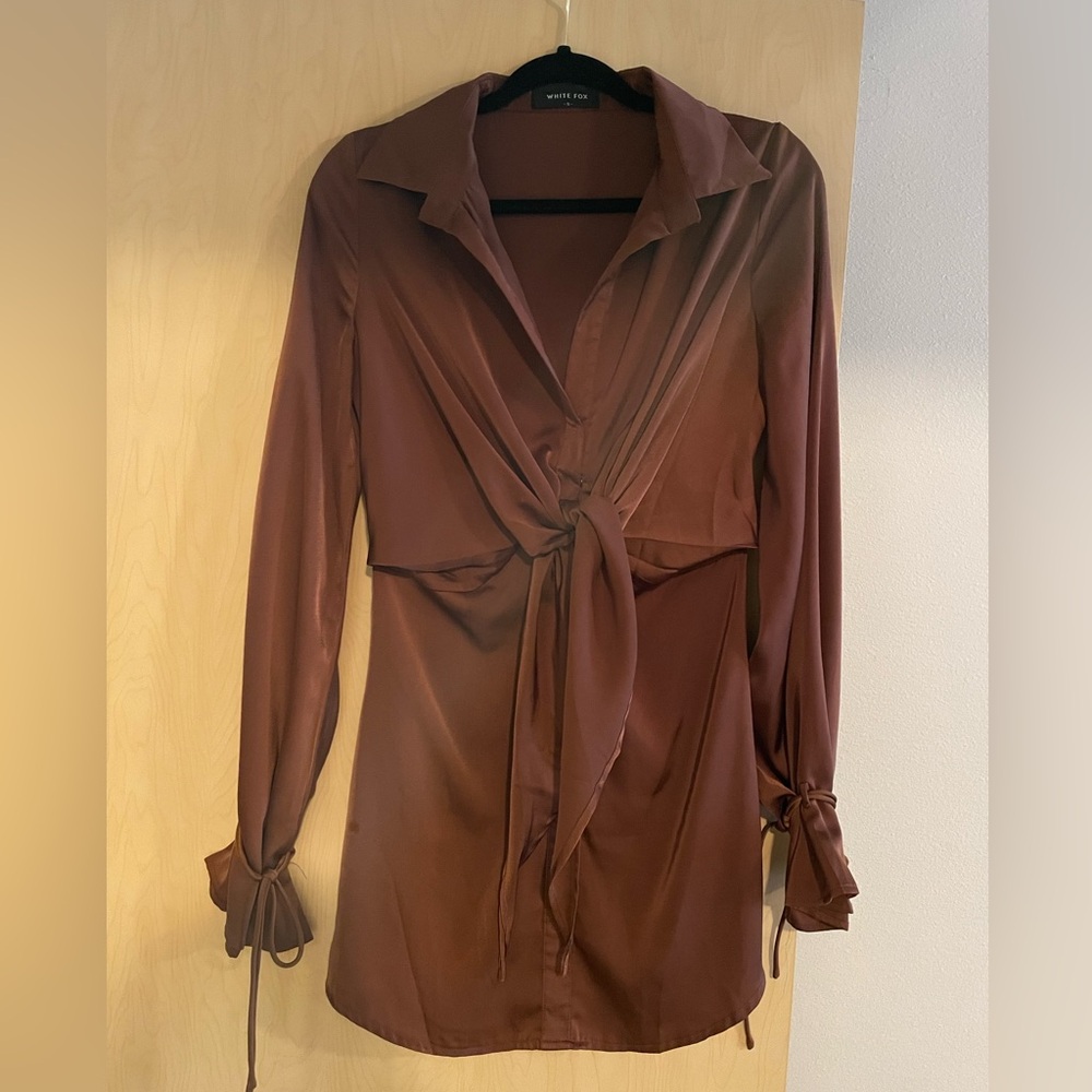 Split Second Mini Dress - Chocolate - image 4